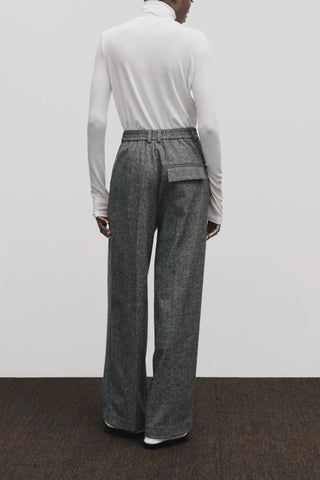 Wool Blend Wide Leg Pants in Gray