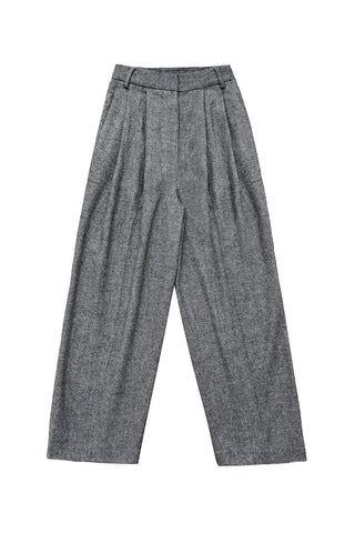 Wool Blend Wide Leg Pants in Gray