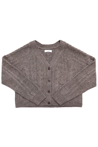 Cashmere Airy Cable Cardigan in Cacao