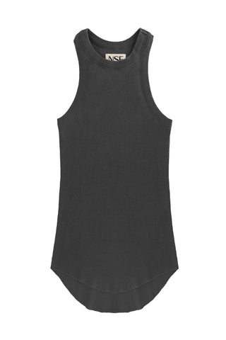 Alexa Fitted Rib Tank in Faded Black
