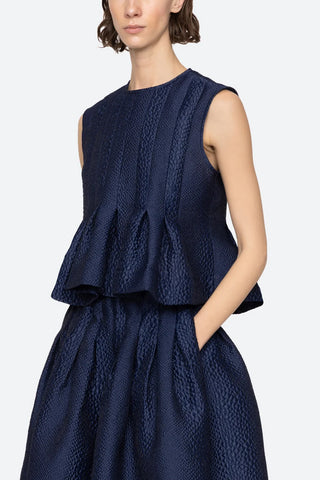 Fayetta Embossed Tank in Navy