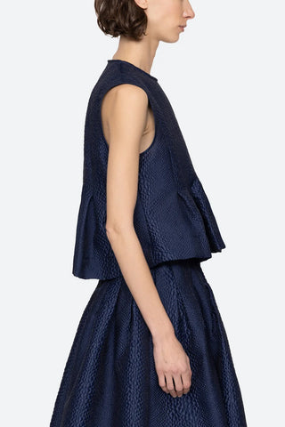 Fayetta Embossed Tank in Navy