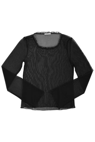 Mesh Frill Long Sleeve in Black