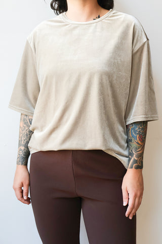 Velvet Oversized Tee in Taupe