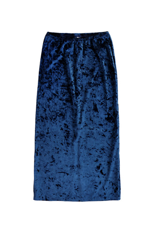 Velvet Long Low Waist Skirt in Navy