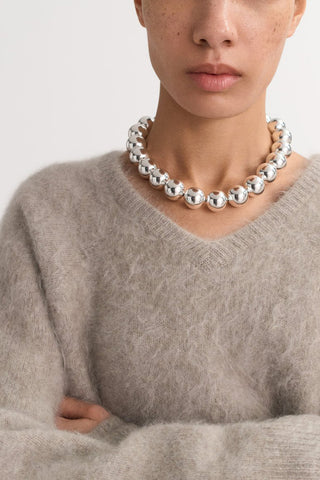 Brushed V Neck in Greige