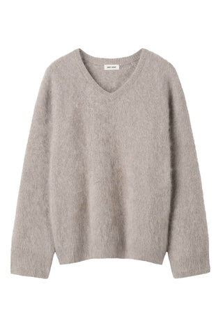 Brushed V Neck in Greige