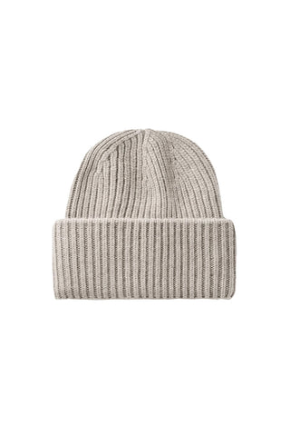 Ribbed Beanie in Greige