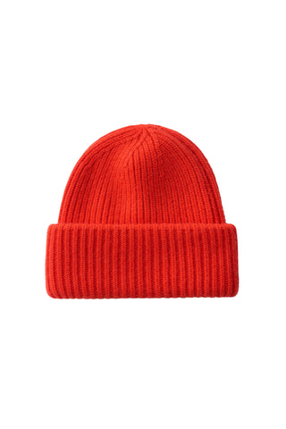 Ribbed Beanie in Tangerine