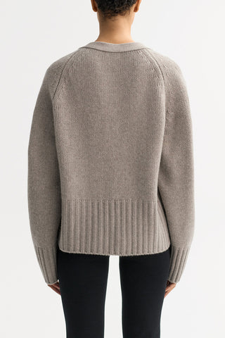 V Neck Cardigan in Greige