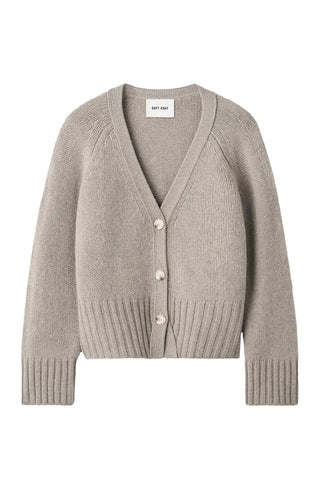 V Neck Cardigan in Greige