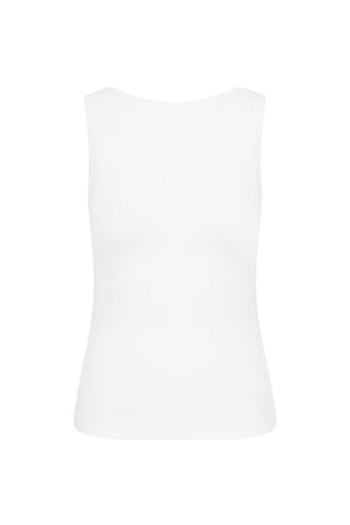 Rib Bateau Cut Out Top in White