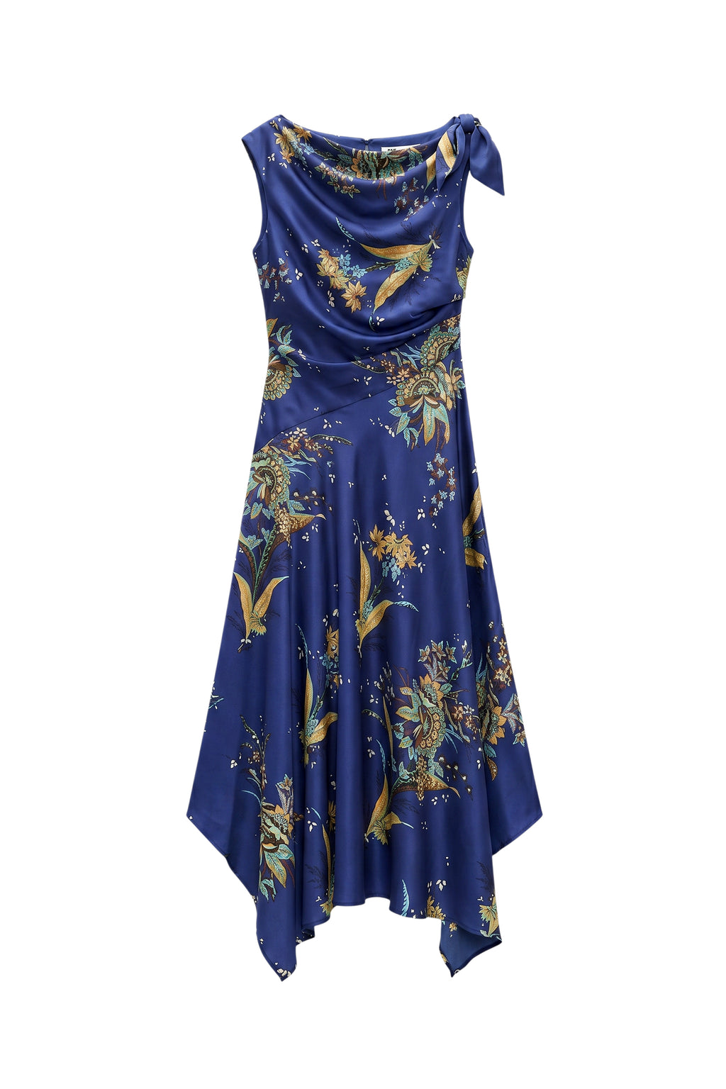 staud blue floral dress STAUD, Portia Silk in Tapestry Midnight, Size 2 Rental Duration:30 days P500:Polka dot mini dress fall-2026 Short sleeves