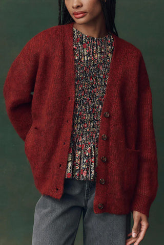 Brushed Melange Cardigan in Cinder