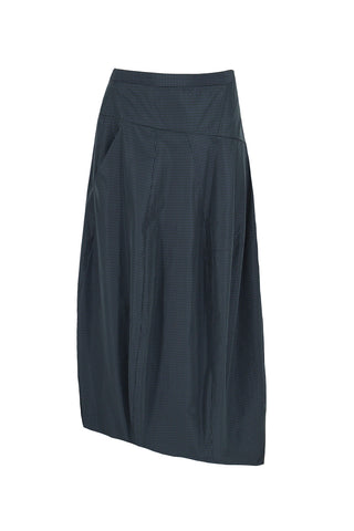 Nylon Asymmetrical Balloon Skirt in Navy