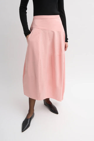 Nylon Asymmetrical Balloon Skirt in Pink