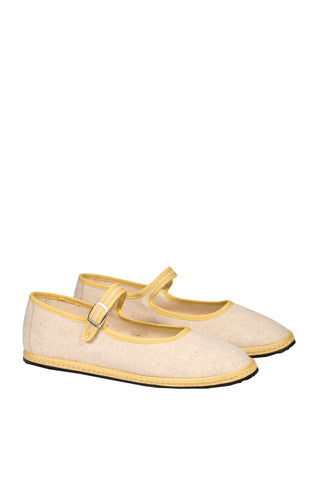 Classic Linen Mary Jane in Lisca Bianca