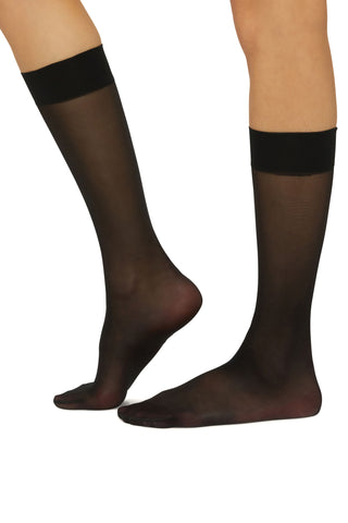 Satin Touch 20 Knee High in Black