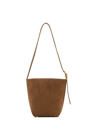 Elly Suede Medium Bucket Bag in Tobacco