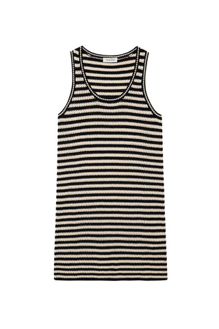 Arie Dress in Black and Ivory Stripe