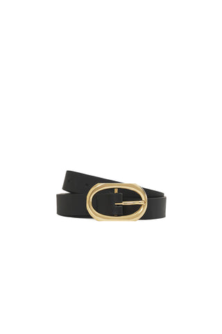 Small Signature Link Belt in Black with Gold