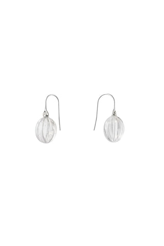 Rounded Ridge Earrings in Silver/Quartz