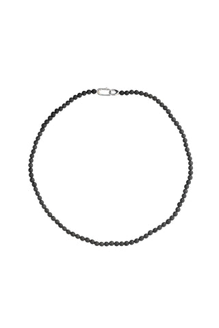 Beaded Collar Necklace in Silver/Onyx