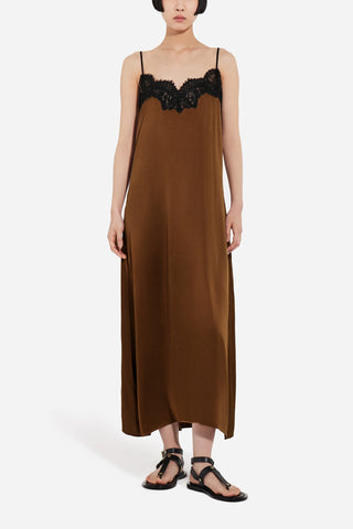 Lace Cami Dress in Chocolate
