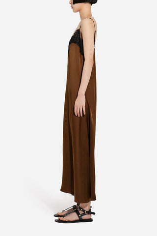 Lace Cami Dress in Chocolate