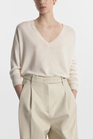 V Neck Sweater in Ivory