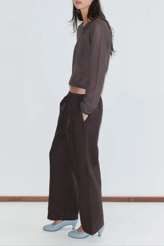 Ease Trouser in Brown/Black Stripe