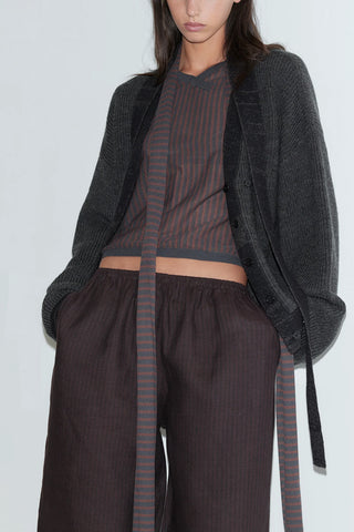 Ease Trouser in Brown/Black Stripe