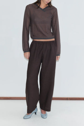 Ease Trouser in Brown/Black Stripe