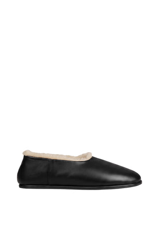 Slipper Shoe With Shearling in Black