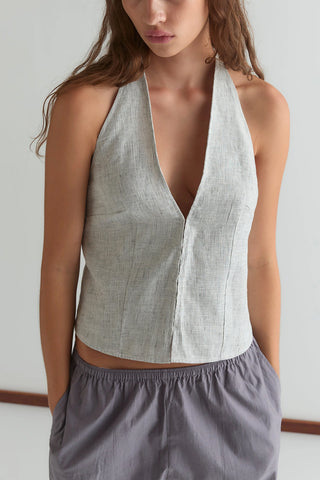 Close Halter Top in Fine Stripe