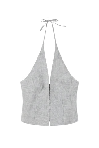 Close Halter Top in Fine Stripe