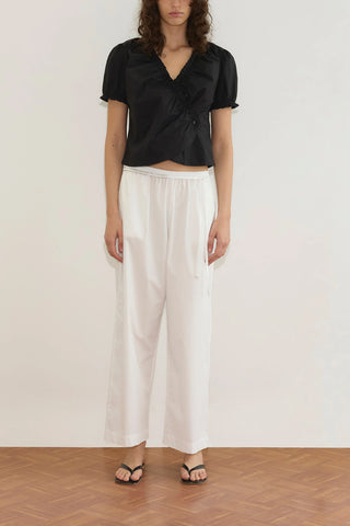 Cross Frill Top in Black