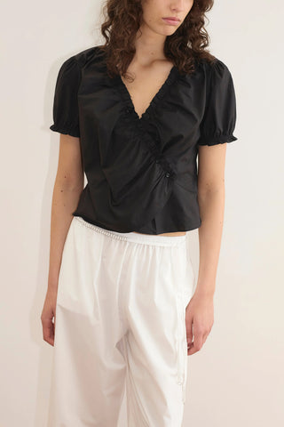 Cross Frill Top in Black