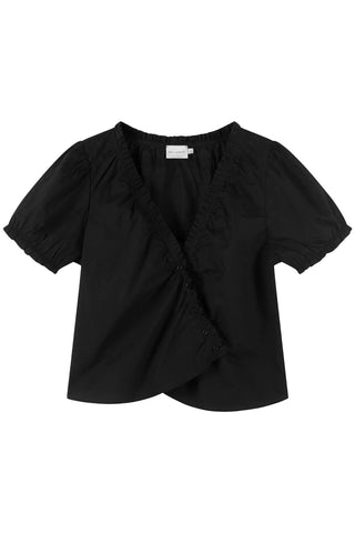 Cross Frill Top in Black