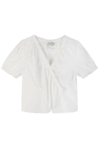 Cross Frill Top in White