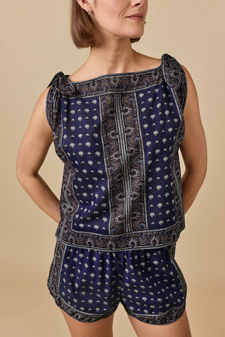 Amalia Top in Bleu Foulard De La Mer