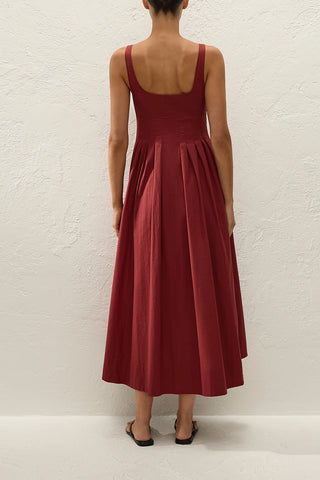 Rosalina Midi Dress in Porto Red