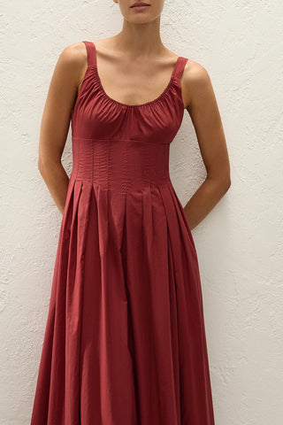 Rosalina Midi Dress in Porto Red