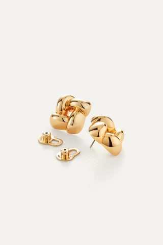 Small Woven Square Earrings in High Polish Gold