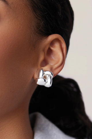 Small Woven Square Earrings in High Polish Silver