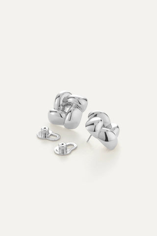 Small Woven Square Earrings in High Polish Silver
