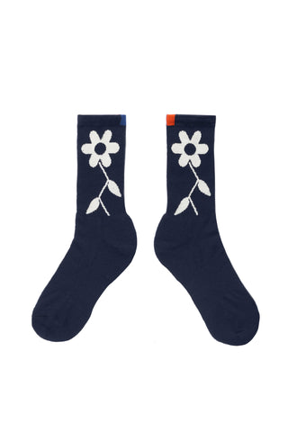 Flower Sock in Navy