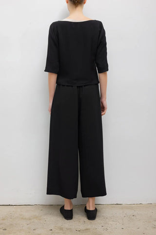 Arielle Crop Wide Leg Trouser in Black