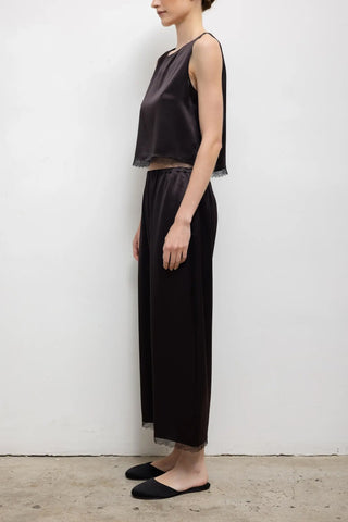 Barb Lace Crop Sleeveless Crew in Chocolate