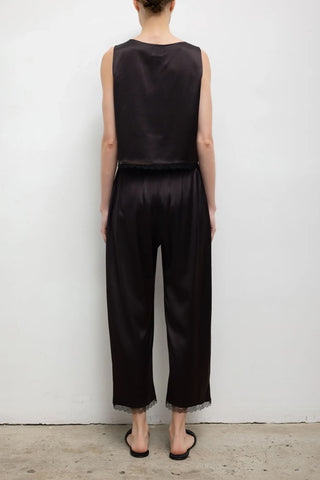 Barb Lace Crop Sleeveless Crew in Chocolate